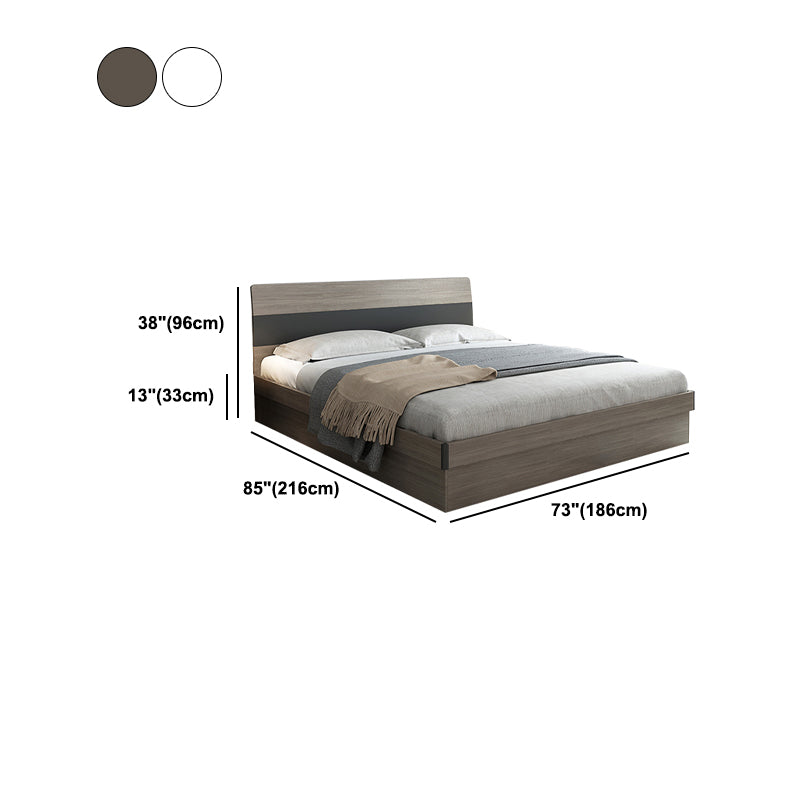 Modern Style Wood Panel Standard Bed with Rectangular Headboard