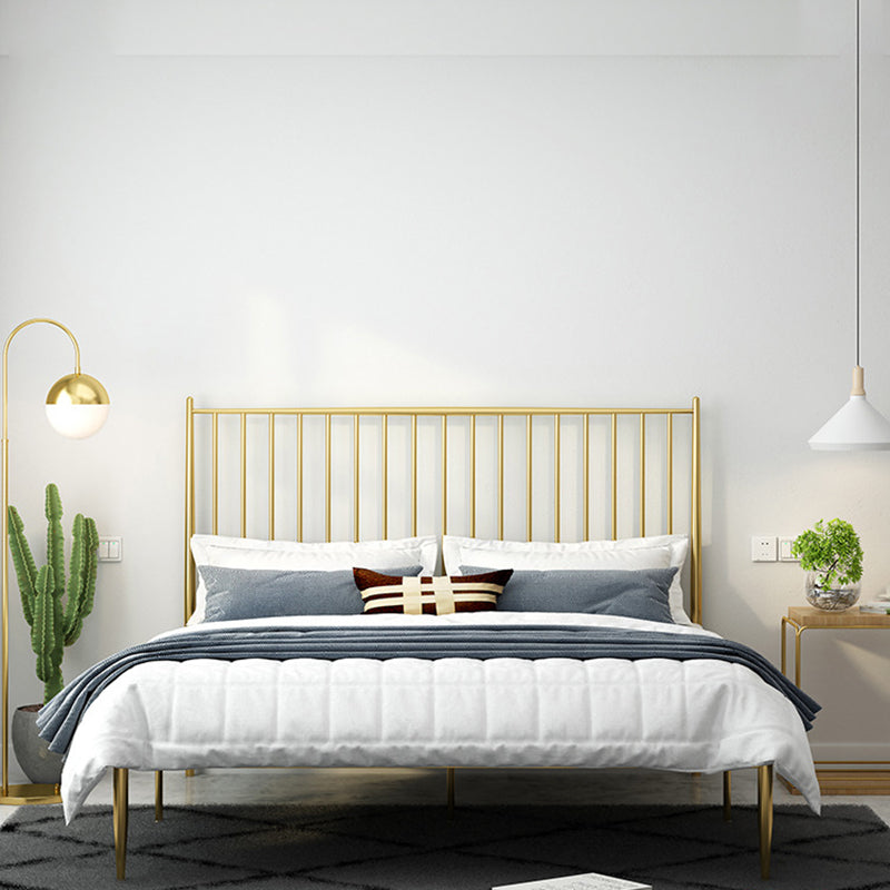Modern Style Metal Slat Standard Bed with Rectangular Headboard