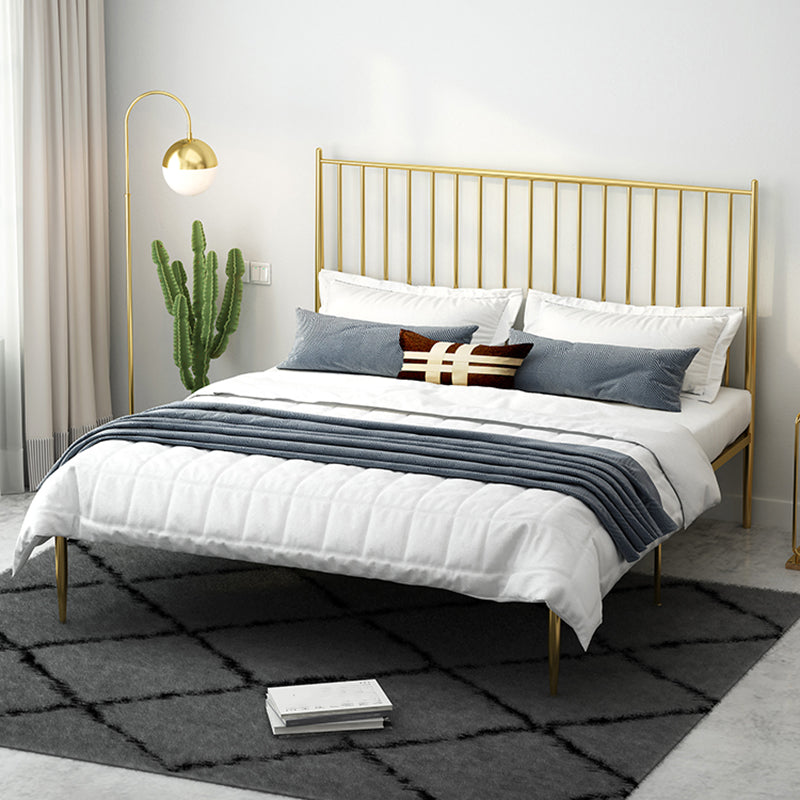 Modern Style Metal Slat Standard Bed with Rectangular Headboard