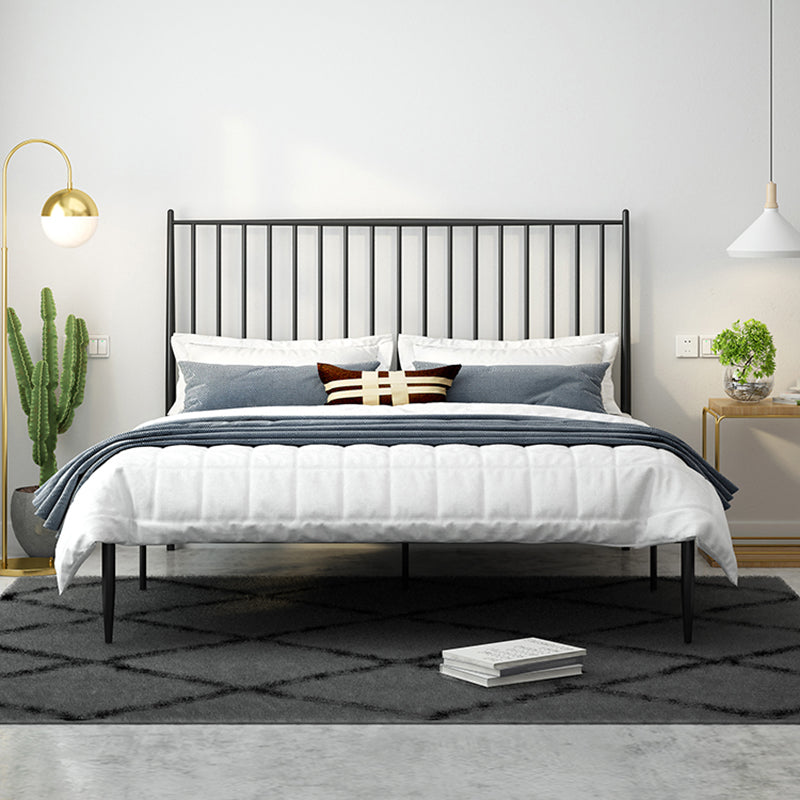 Modern Style Metal Slat Standard Bed with Rectangular Headboard