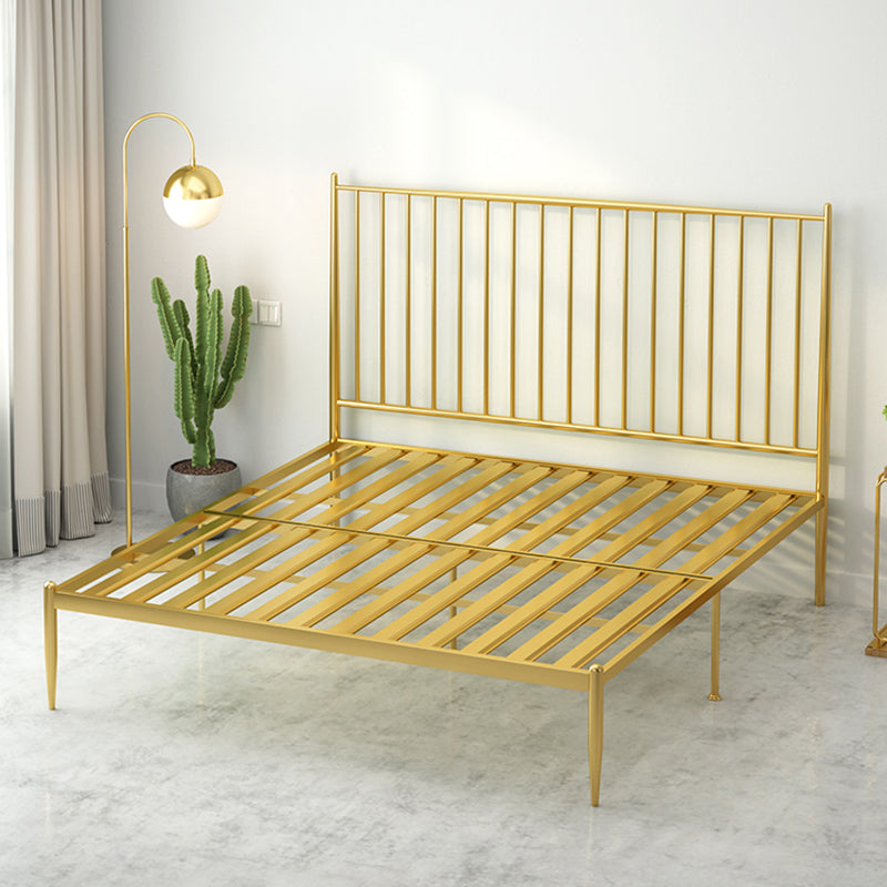 Modern Style Metal Slat Standard Bed with Rectangular Headboard