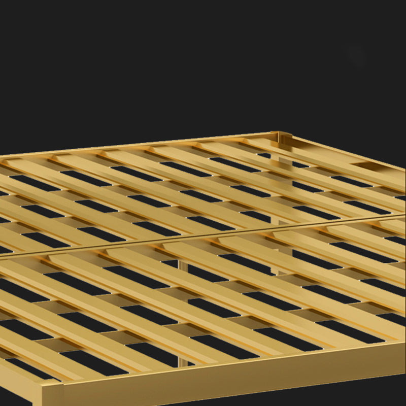 Modern Style Metal Slat Standard Bed with Rectangular Headboard