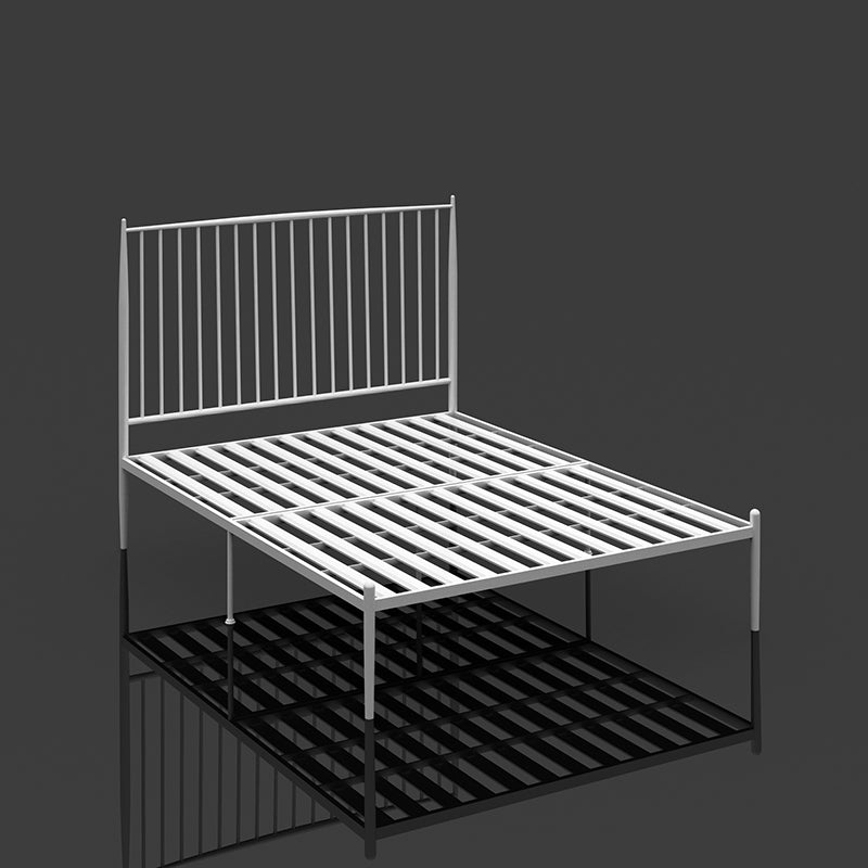 Modern Style Metal Slat Standard Bed with Rectangular Headboard
