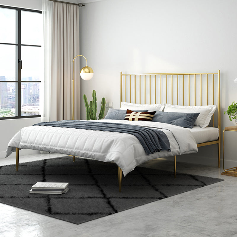 Modern Style Metal Slat Standard Bed with Rectangular Headboard
