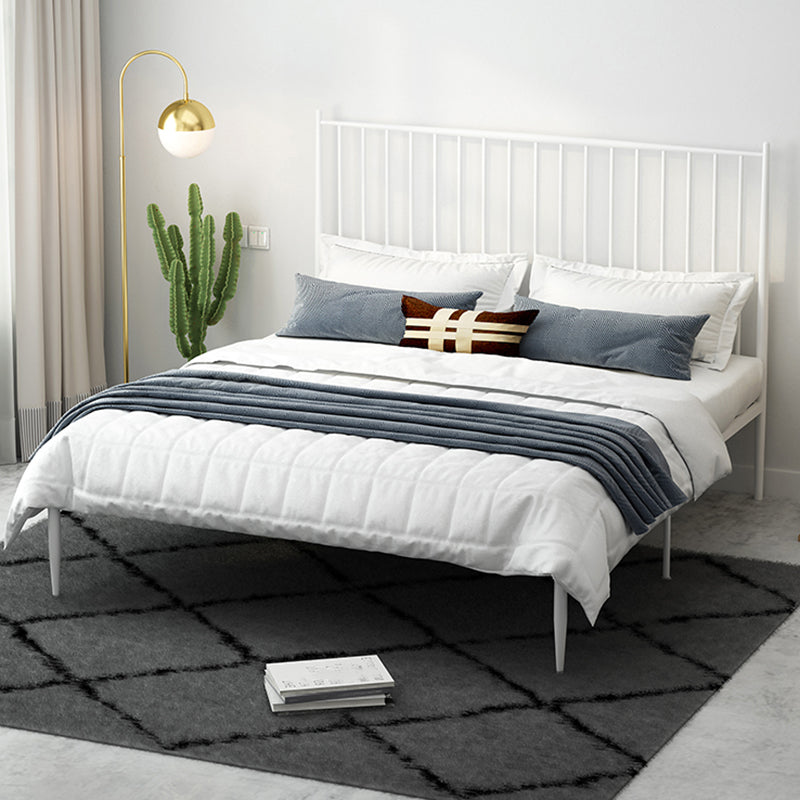 Modern Style Metal Slat Standard Bed with Rectangular Headboard