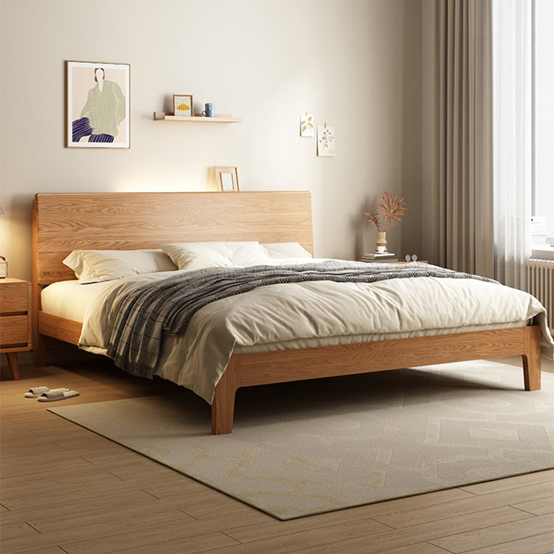 Low Profile Standard Bed Scandinavian Solid Wood Upholstered Bed Set