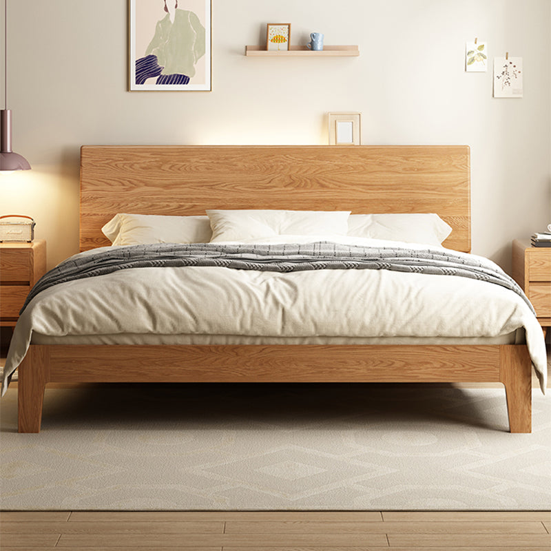 Low Profile Standard Bed Scandinavian Solid Wood Upholstered Bed Set