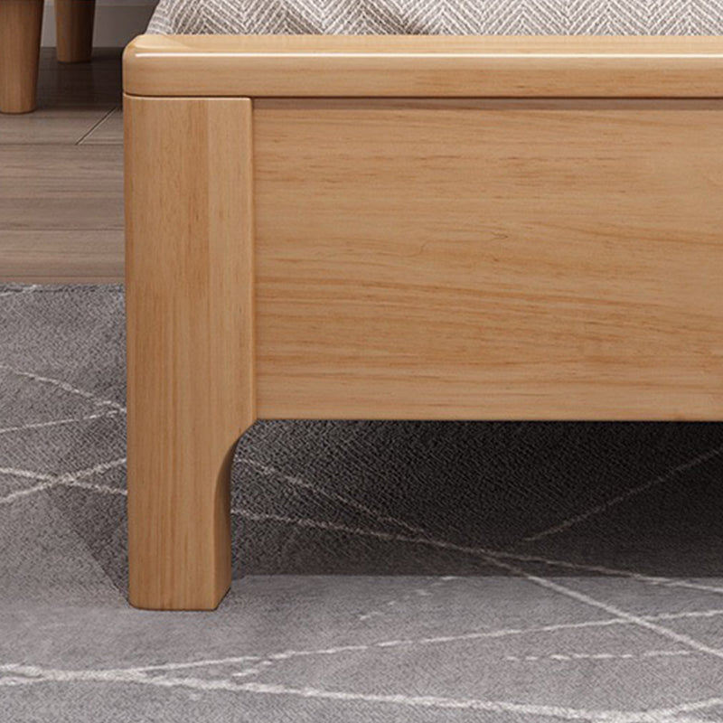 Scandinavian Pine Wood Standard Bed with Rectangular Panel Headboard