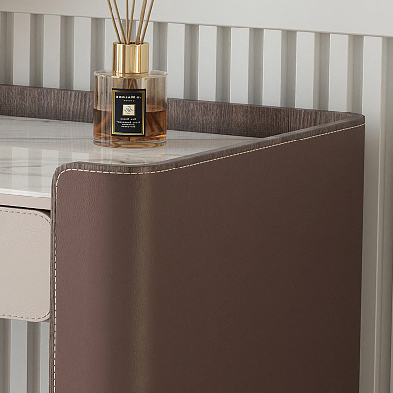 Glam Slate Top Makeup Vanity Set 2-Drawer Vanity Makeup Dressing Table Set