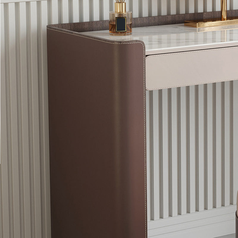 Glam Slate Top Makeup Vanity Set 2-Drawer Vanity Makeup Dressing Table Set