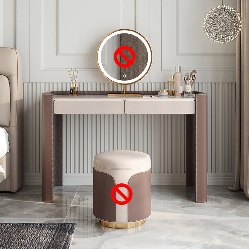 Glam Slate Top Makeup Vanity Set 2-Drawer Vanity Makeup Dressing Table Set