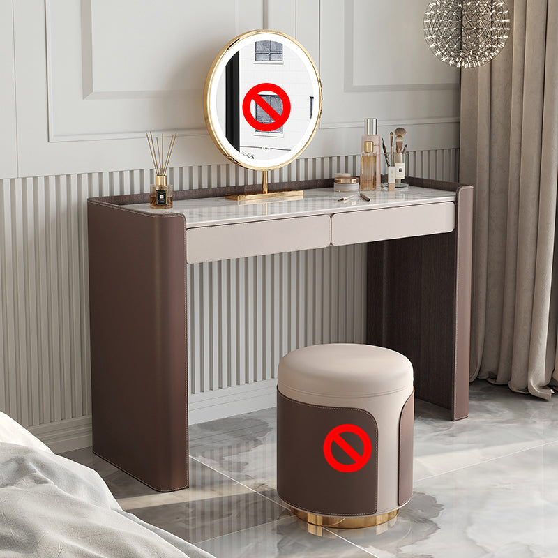 Glam Slate Top Makeup Vanity Set 2-Drawer Vanity Makeup Dressing Table Set