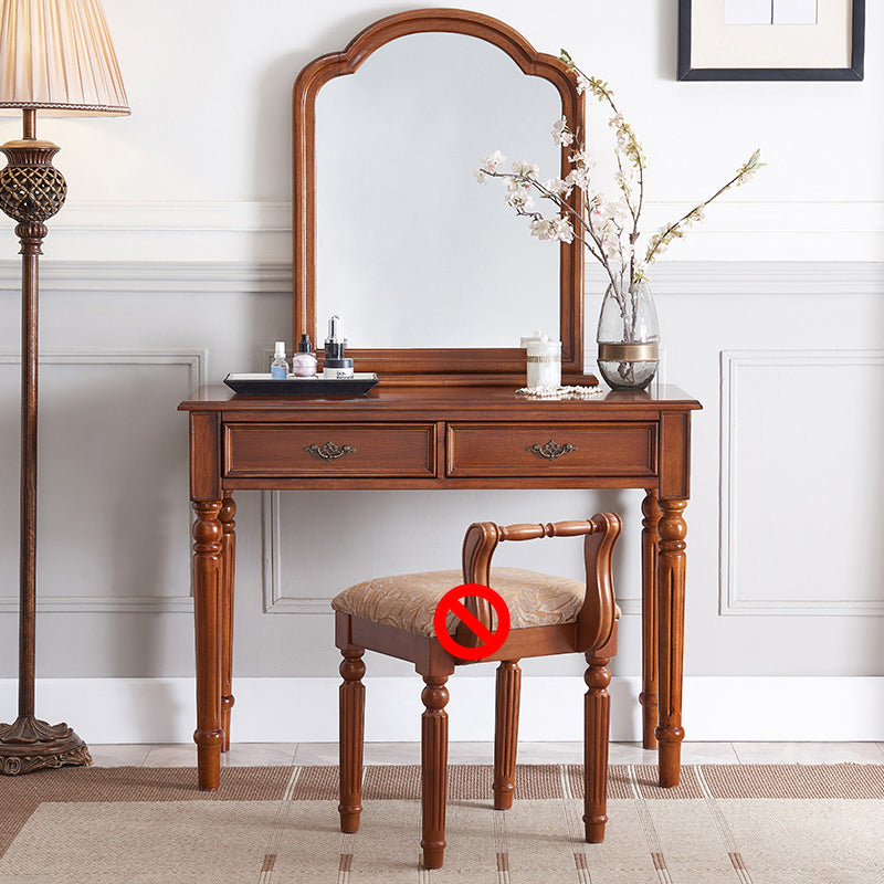 Wood Traditional Vanity Dressing Table 2-Drawer Makeup Vanity Desk