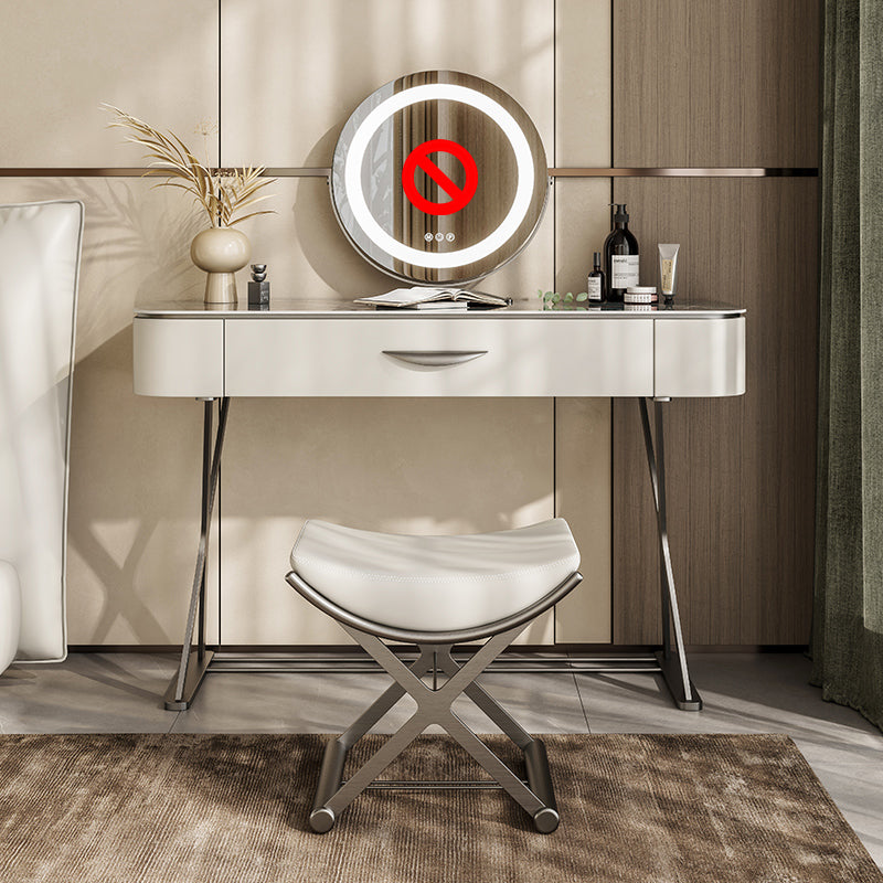 Slate Top Vanity Makeup Table Set Contemporary 1 Drawer Dressing Table