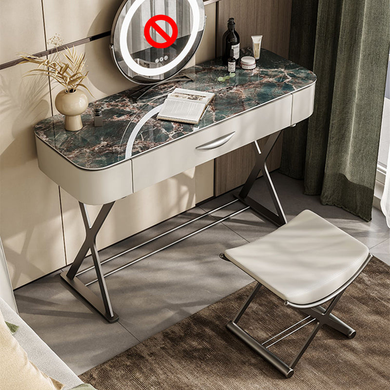 Slate Top Vanity Makeup Table Set Contemporary 1 Drawer Dressing Table