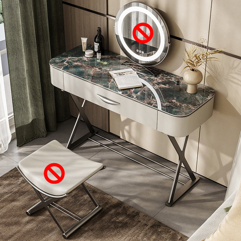 Slate Top Vanity Makeup Table Set Contemporary 1 Drawer Dressing Table