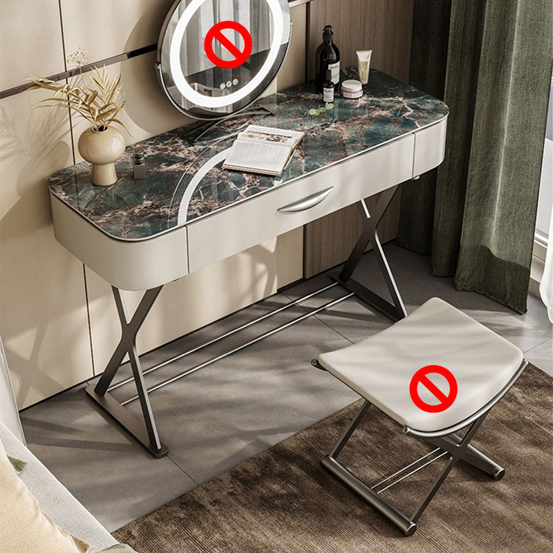 Slate Top Vanity Makeup Table Set Contemporary 1 Drawer Dressing Table