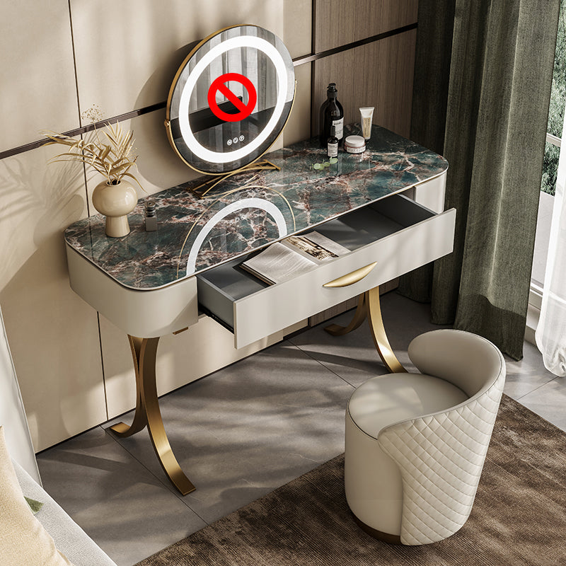 Slate Top Vanity Makeup Table Set Contemporary 1 Drawer Dressing Table