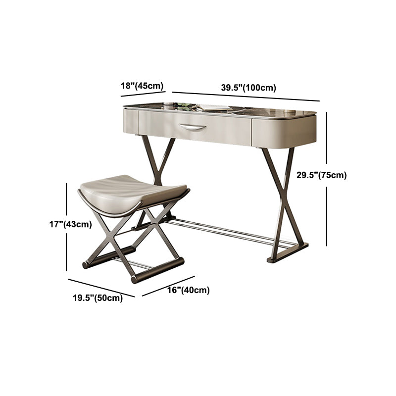 Slate Top Vanity Makeup Table Set Contemporary 1 Drawer Dressing Table