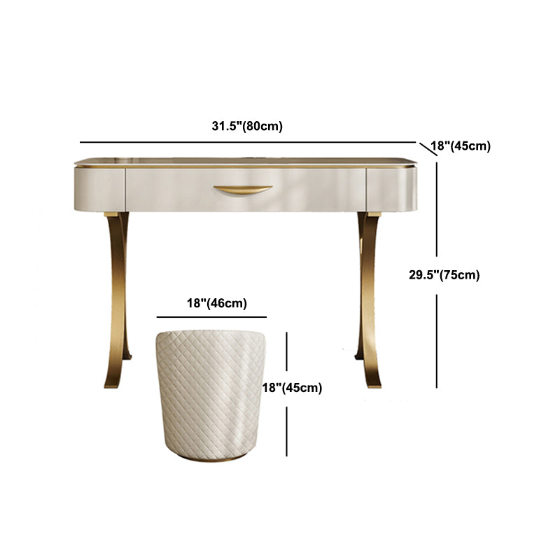 Slate Top Vanity Makeup Table Set Contemporary 1 Drawer Dressing Table