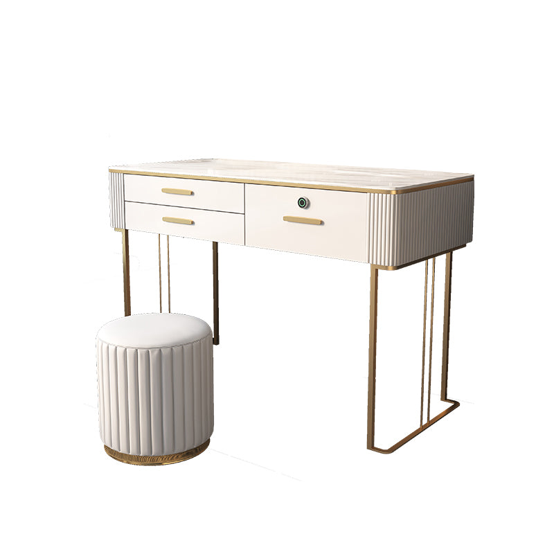 Glam Wood Make-up Vanity Slate Top Vanity Dressing Table with Drawer