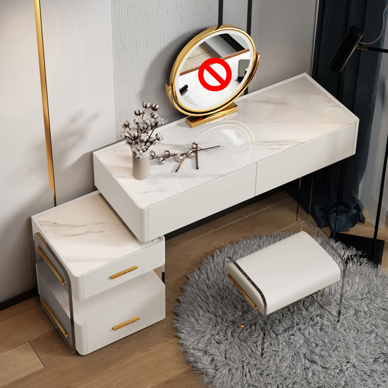 Contemporary Makeup Vanity Desk Slate Top Vanity Dressing Table Set