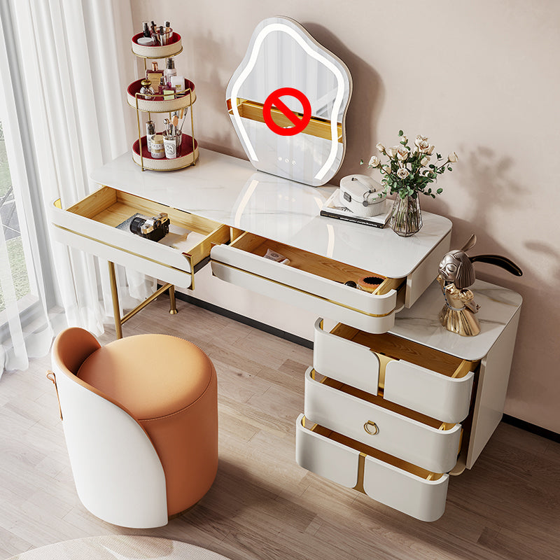 Wooden Vanity Dressing Table Set Glam Slate Top Makeup Vanity Set