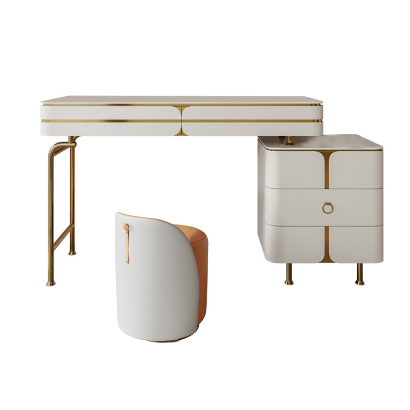 Wooden Vanity Dressing Table Set Glam Slate Top Makeup Vanity Set