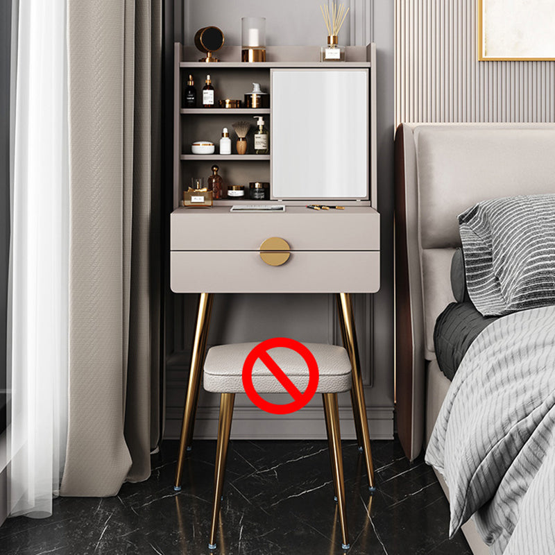 Contemporary Wood Makeup Vanity Set 2-Drawer Dressing Table With Mirror