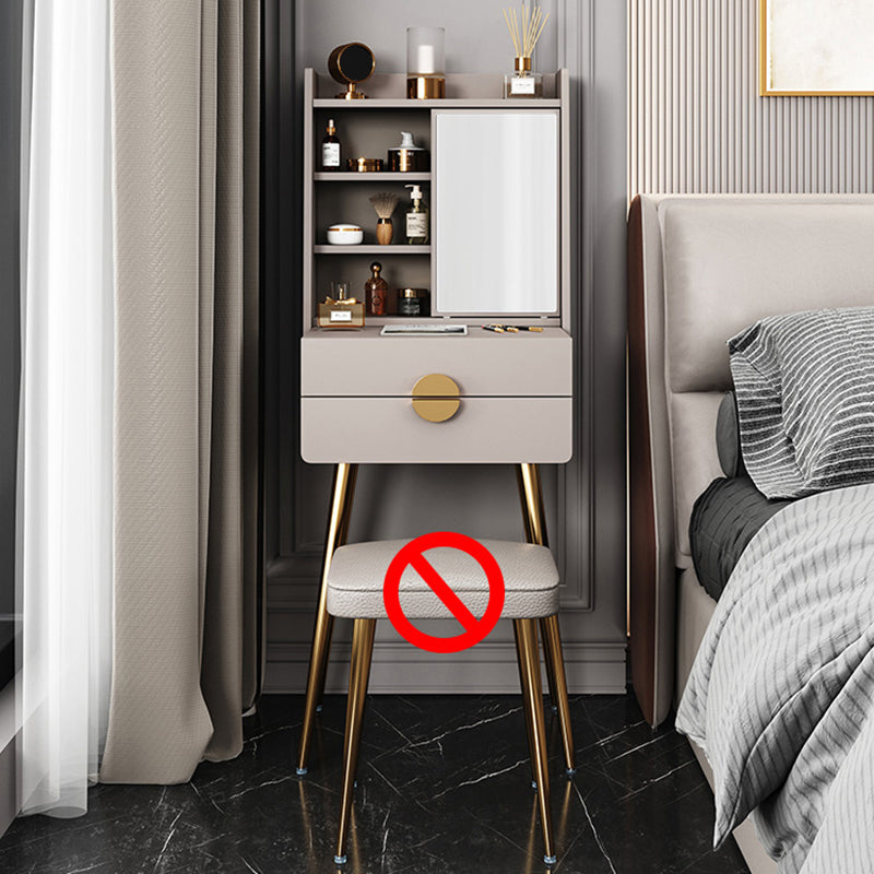 Contemporary Wood Makeup Vanity Set 2-Drawer Dressing Table With Mirror