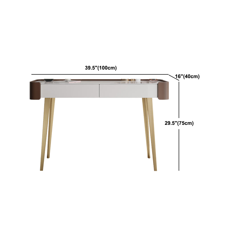 Faux Leather Makeup Vanity Desk Glam 2-Drawer Dressing Table