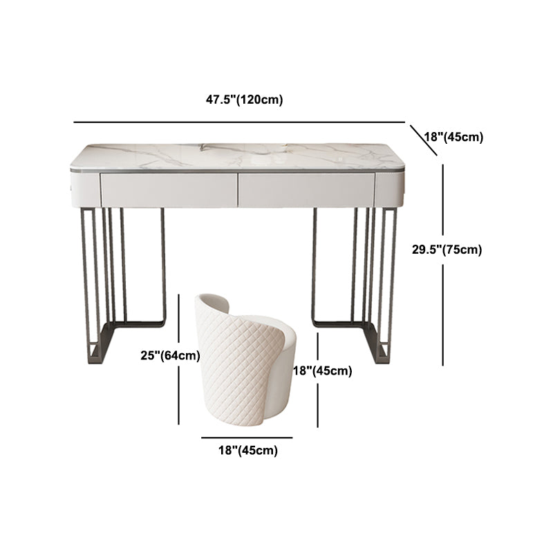 Modern Double Drawers Vanity Dressing Table Slate Makeup Vanity Set