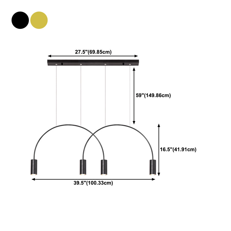 Aluminum 2 / 3 / 4 / 5 - Light Ceiling Light- Black / Gold Linear Kitchen Island Fixture