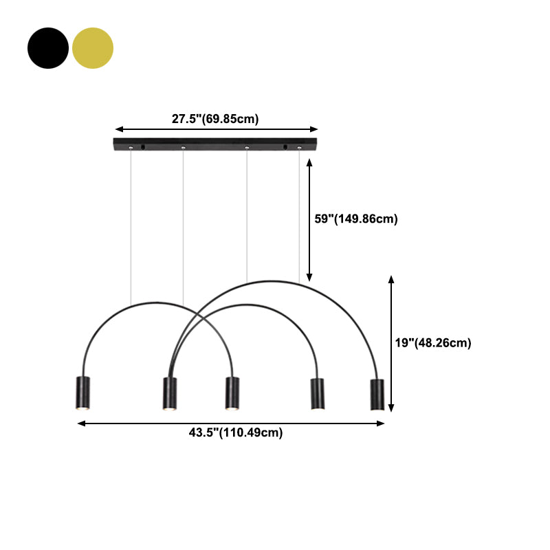Aluminum 2 / 3 / 4 / 5 - Light Ceiling Light- Black / Gold Linear Kitchen Island Fixture