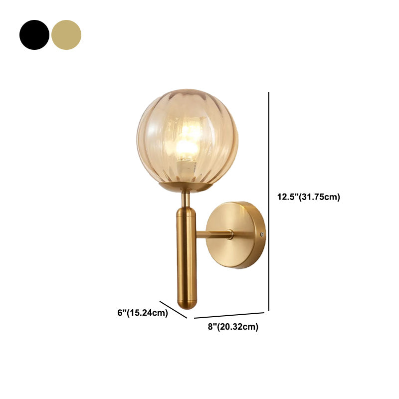 1-Light Ball Wall Lighting Contemporary Glass Wall Mounted Lights