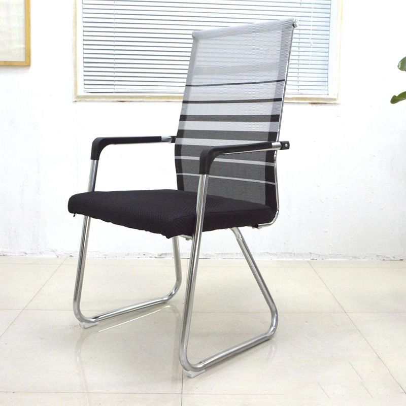 Medium/High Back Office Chair Fabric Sponge Seat Stainless Steel Legs Desk Chair