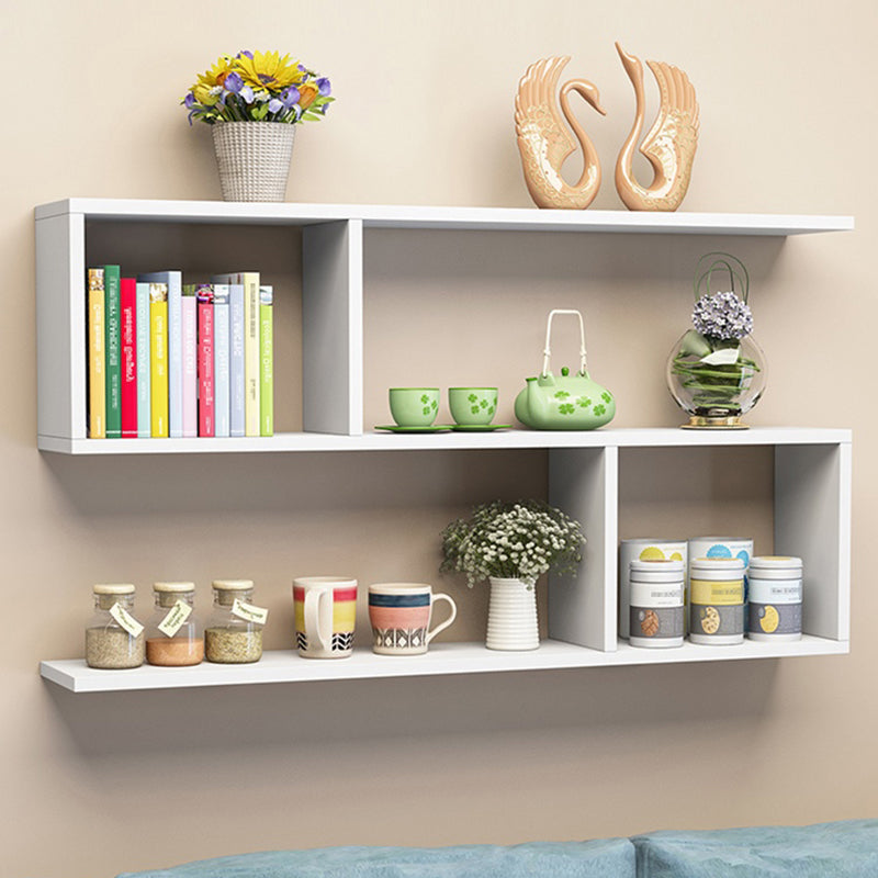 Modern Wood Floating Bookcase Closed Back Shelf Bookcase for Home