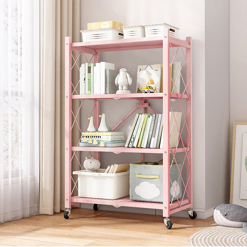 Nordic Foldable Metal Storage Bookshelf Rectangle Movable Open Bookcase