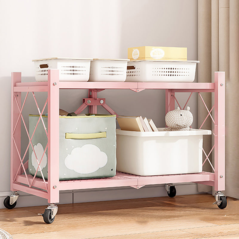 Nordic Foldable Metal Storage Bookshelf Rectangle Movable Open Bookcase