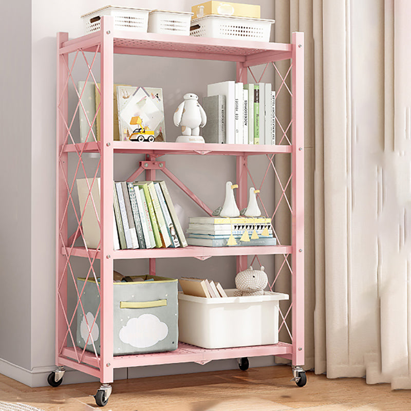 Nordic Foldable Metal Storage Bookshelf Rectangle Movable Open Bookcase