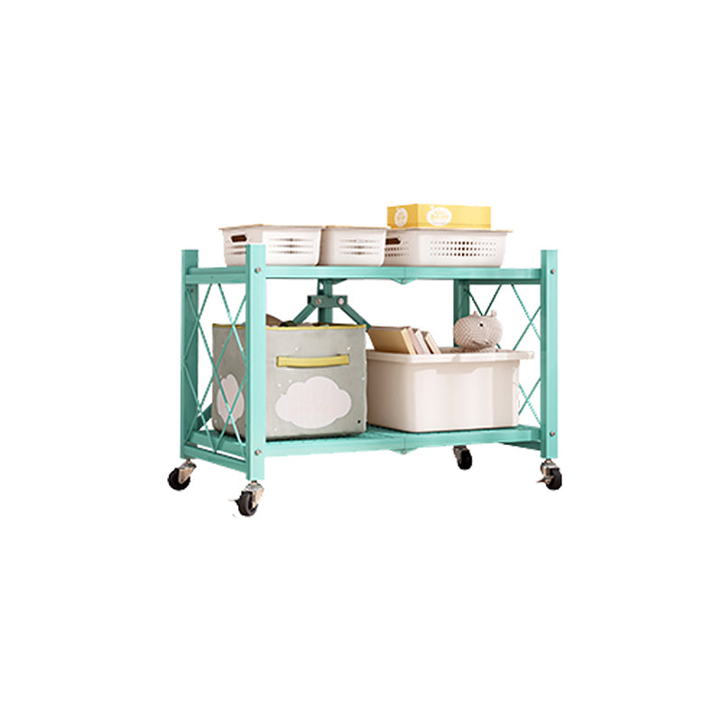 Nordic Foldable Metal Storage Bookshelf Rectangle Movable Open Bookcase