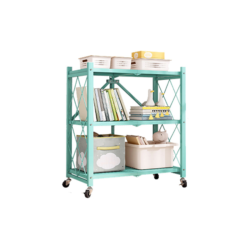 Nordic Foldable Metal Storage Bookshelf Rectangle Movable Open Bookcase
