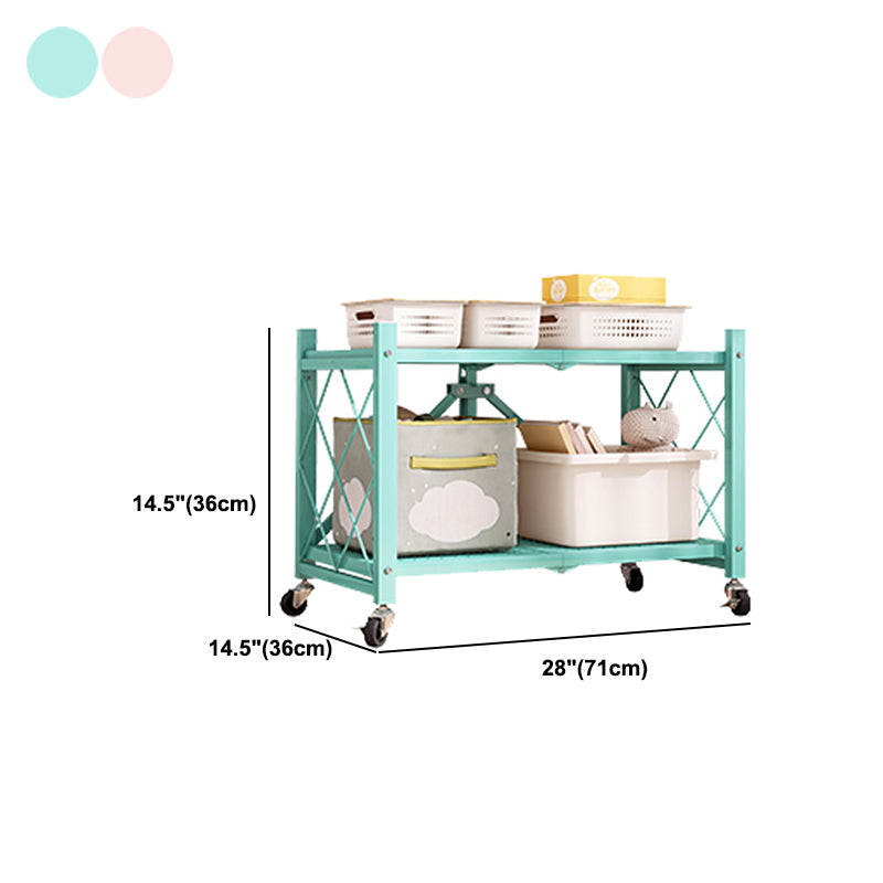 Nordic Foldable Metal Storage Bookshelf Rectangle Movable Open Bookcase