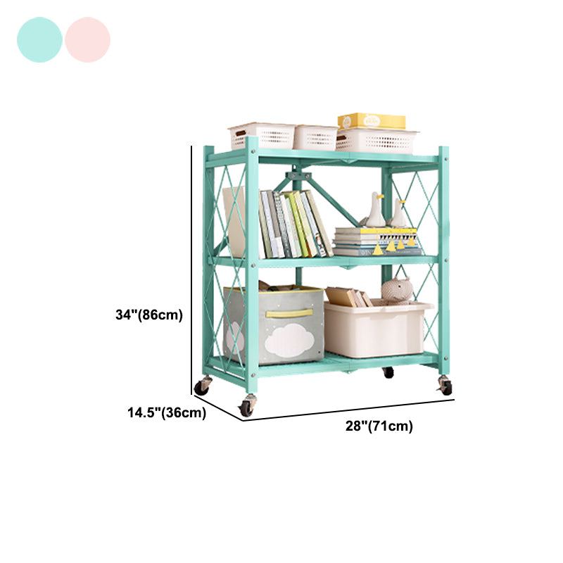 Nordic Foldable Metal Storage Bookshelf Rectangle Movable Open Bookcase