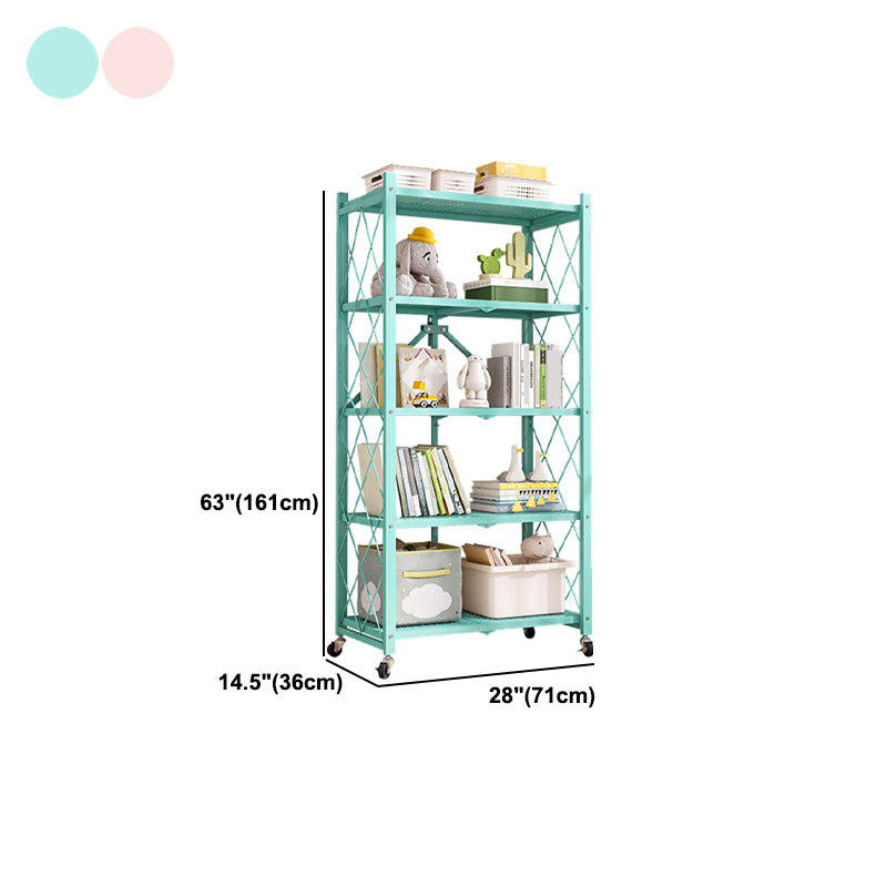 Nordic Foldable Metal Storage Bookshelf Rectangle Movable Open Bookcase