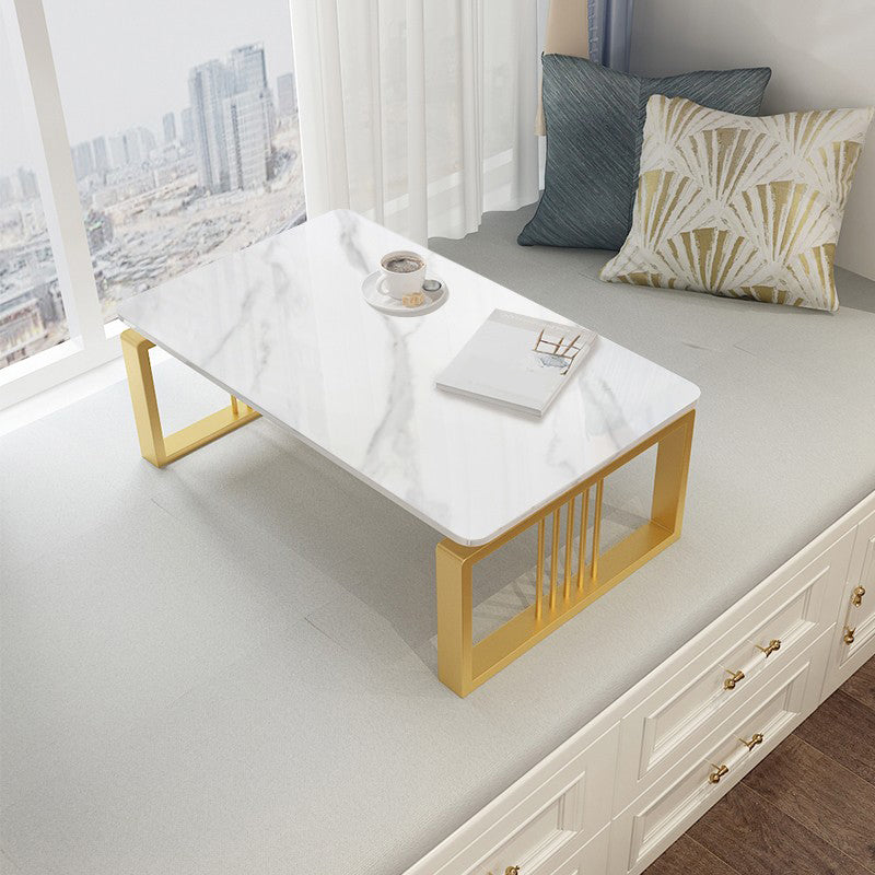 Marble Coffee Table Square Open Shelf Cocktail Table for Living Room Coffee Table