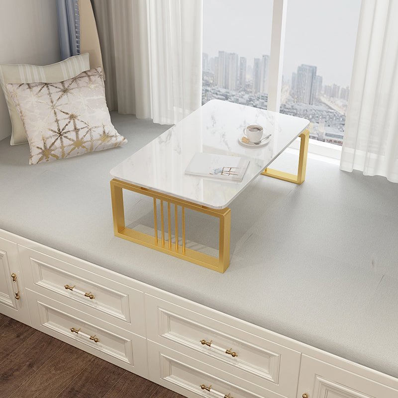Marble Coffee Table Square Open Shelf Cocktail Table for Living Room Coffee Table