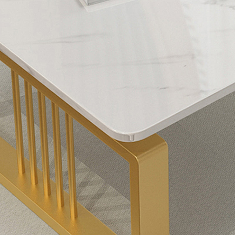 Marble Coffee Table Square Open Shelf Cocktail Table for Living Room Coffee Table