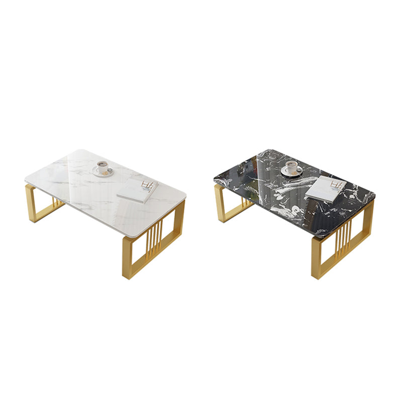 Marble Coffee Table Square Open Shelf Cocktail Table for Living Room Coffee Table