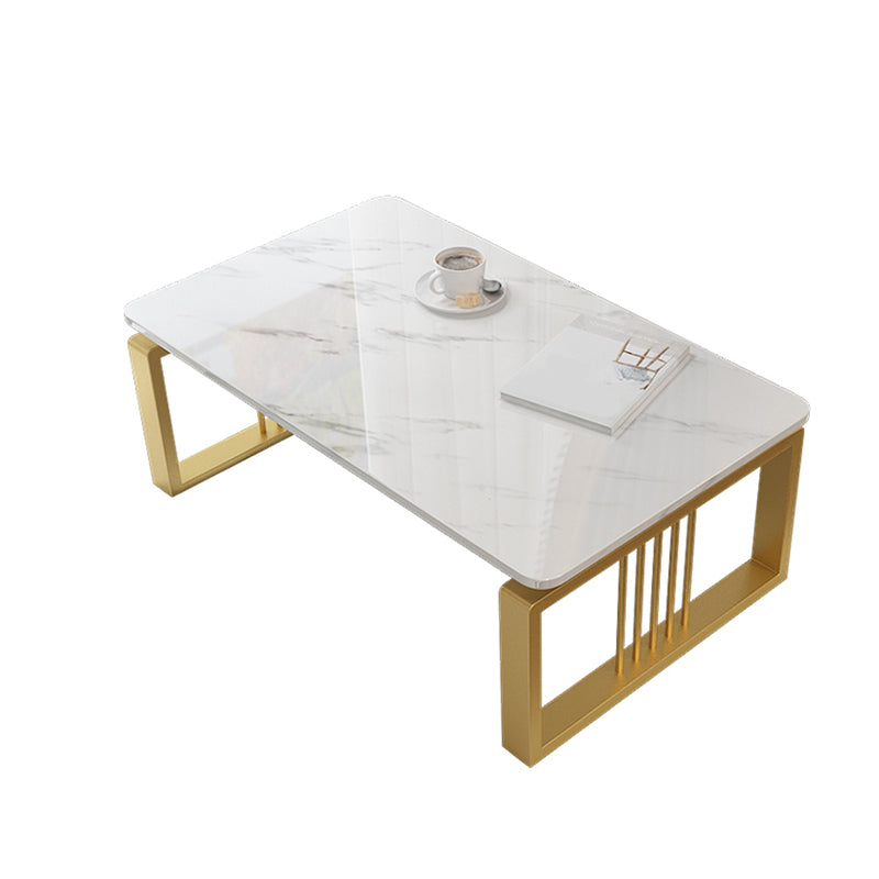 Marble Coffee Table Square Open Shelf Cocktail Table for Living Room Coffee Table
